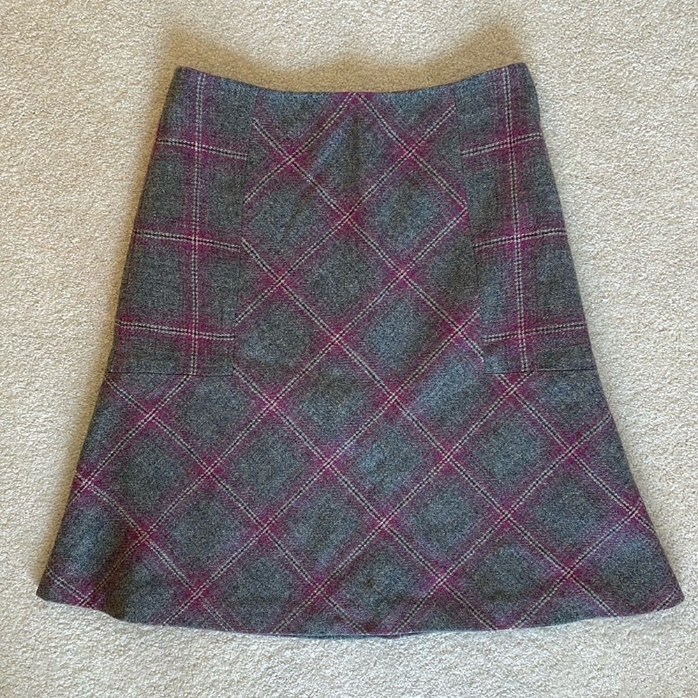 Vintage Talbots Gray/Pink Plaid Skirt